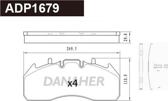 Danaher ADP1679 - Гальмівні колодки, дискові гальма autozip.com.ua