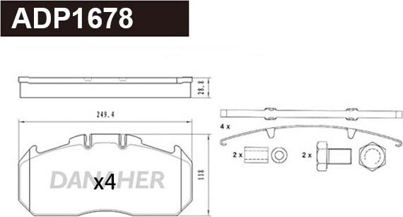 Danaher ADP1678 - Гальмівні колодки, дискові гальма autozip.com.ua