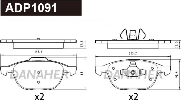 Danaher ADP1091 - Гальмівні колодки, дискові гальма autozip.com.ua