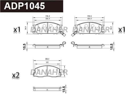 Danaher ADP1045 - Гальмівні колодки, дискові гальма autozip.com.ua