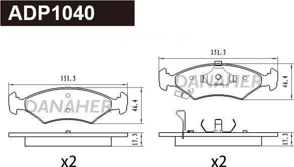 Danaher ADP1040 - Гальмівні колодки, дискові гальма autozip.com.ua