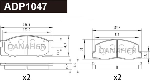 Danaher ADP1047 - Гальмівні колодки, дискові гальма autozip.com.ua