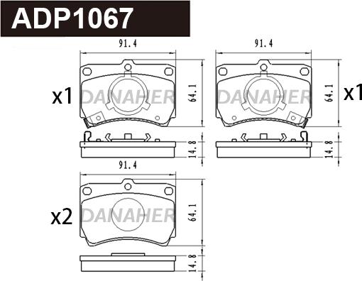 Danaher ADP1067 - Гальмівні колодки, дискові гальма autozip.com.ua