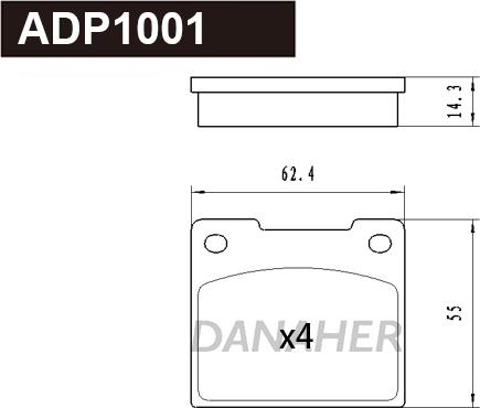 Danaher ADP1001 - Гальмівні колодки, дискові гальма autozip.com.ua