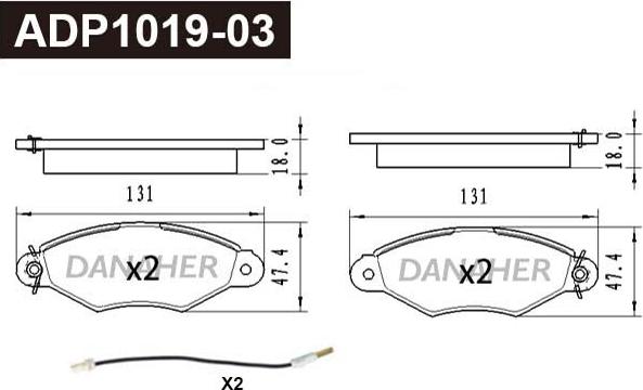 Danaher ADP1019-03 - Гальмівні колодки, дискові гальма autozip.com.ua