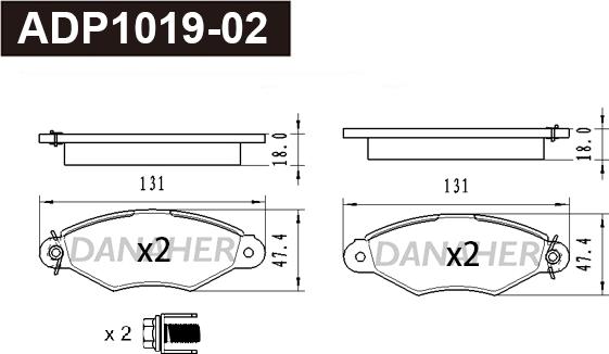 Danaher ADP1019-02 - Гальмівні колодки, дискові гальма autozip.com.ua