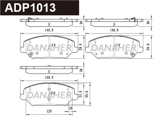 Danaher ADP1013 - Гальмівні колодки, дискові гальма autozip.com.ua