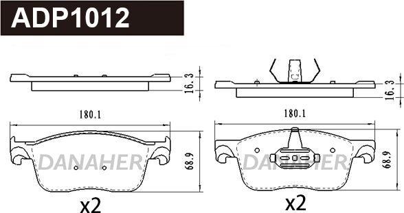 Danaher ADP1012 - Гальмівні колодки, дискові гальма autozip.com.ua