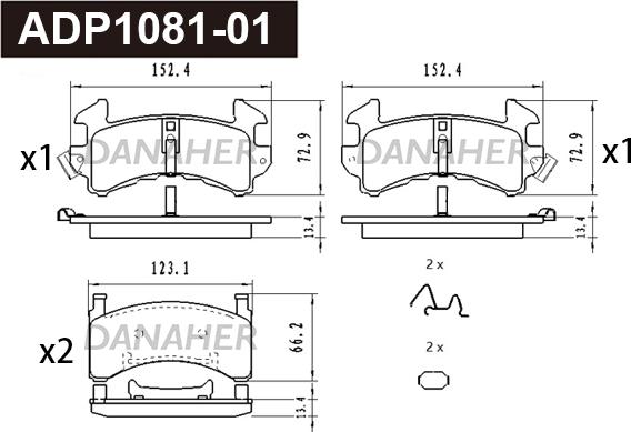 Danaher ADP1081-01 - Гальмівні колодки, дискові гальма autozip.com.ua