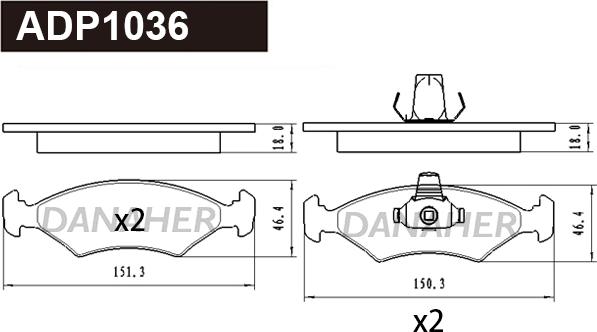 Danaher ADP1036 - Гальмівні колодки, дискові гальма autozip.com.ua