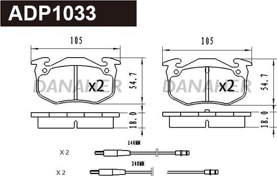 Danaher ADP1033 - Гальмівні колодки, дискові гальма autozip.com.ua