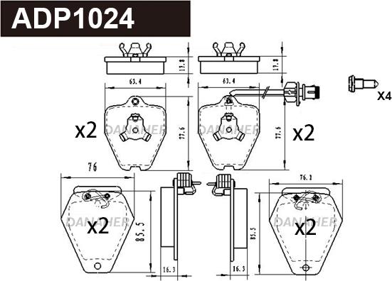 Danaher ADP1024 - Гальмівні колодки, дискові гальма autozip.com.ua