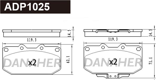 Danaher ADP1025 - Гальмівні колодки, дискові гальма autozip.com.ua
