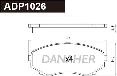 Danaher ADP1026 - Гальмівні колодки, дискові гальма autozip.com.ua