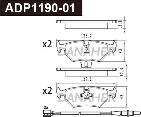 Danaher ADP1190-01 - Гальмівні колодки, дискові гальма autozip.com.ua