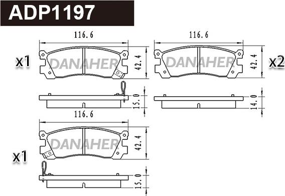 Danaher ADP1197 - Гальмівні колодки, дискові гальма autozip.com.ua