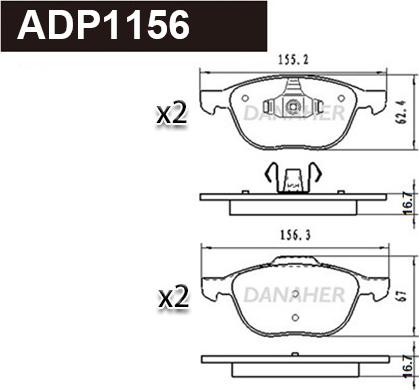 Danaher ADP1156 - Гальмівні колодки, дискові гальма autozip.com.ua