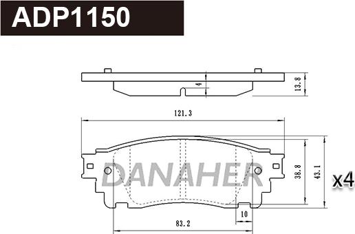 Danaher ADP1150 - Гальмівні колодки, дискові гальма autozip.com.ua