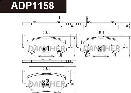 Danaher ADP1158 - Гальмівні колодки, дискові гальма autozip.com.ua