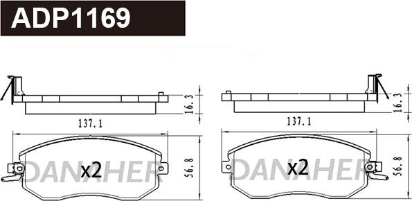 Danaher ADP1169 - Гальмівні колодки, дискові гальма autozip.com.ua