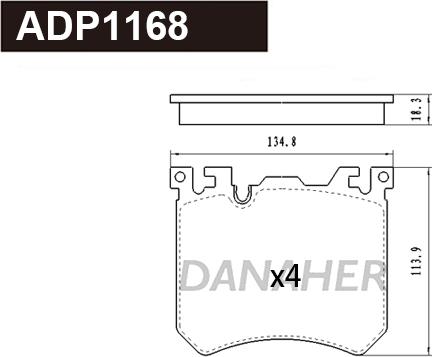 Danaher ADP1168 - Гальмівні колодки, дискові гальма autozip.com.ua
