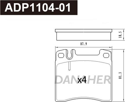 Danaher ADP1104-01 - Гальмівні колодки, дискові гальма autozip.com.ua