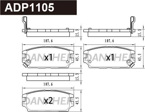 Danaher ADP1105 - Гальмівні колодки, дискові гальма autozip.com.ua