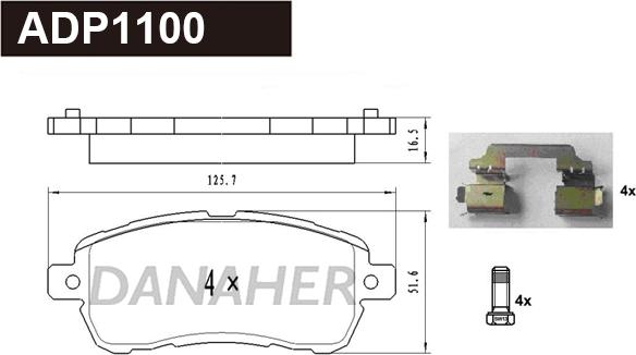 Danaher ADP1100 - Гальмівні колодки, дискові гальма autozip.com.ua