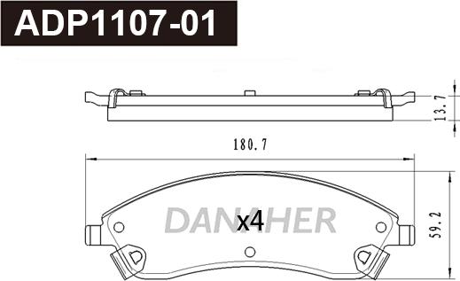 Danaher ADP1107-01 - Гальмівні колодки, дискові гальма autozip.com.ua