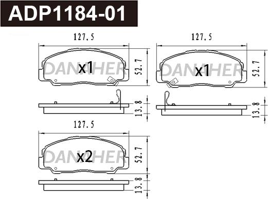 Danaher ADP1184-01 - Гальмівні колодки, дискові гальма autozip.com.ua