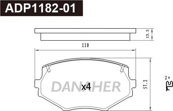 Danaher ADP1182-01 - Гальмівні колодки, дискові гальма autozip.com.ua