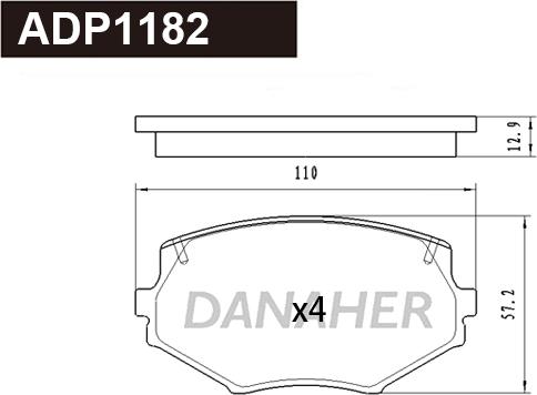 Danaher ADP1182 - Гальмівні колодки, дискові гальма autozip.com.ua