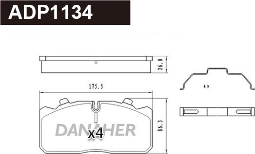 Danaher ADP1134 - Гальмівні колодки, дискові гальма autozip.com.ua