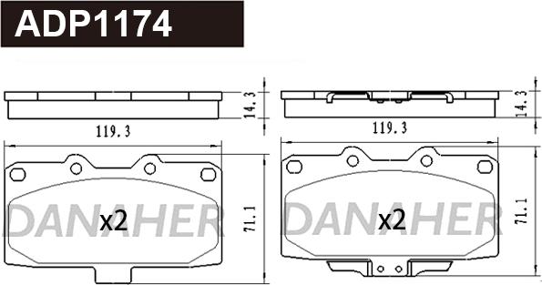 Danaher ADP1174 - Гальмівні колодки, дискові гальма autozip.com.ua