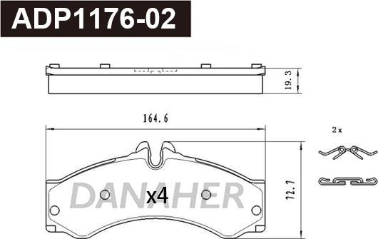 Danaher ADP1176-02 - Гальмівні колодки, дискові гальма autozip.com.ua