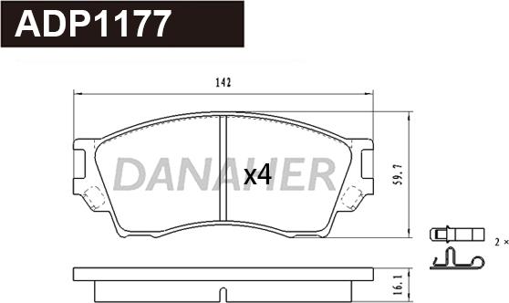 Danaher ADP1177 - Гальмівні колодки, дискові гальма autozip.com.ua