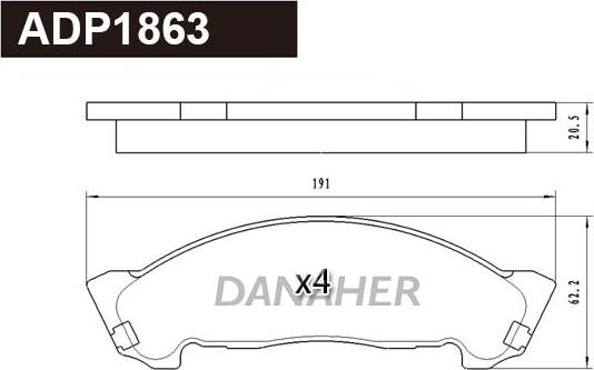 Danaher ADP1863 - Гальмівні колодки, дискові гальма autozip.com.ua