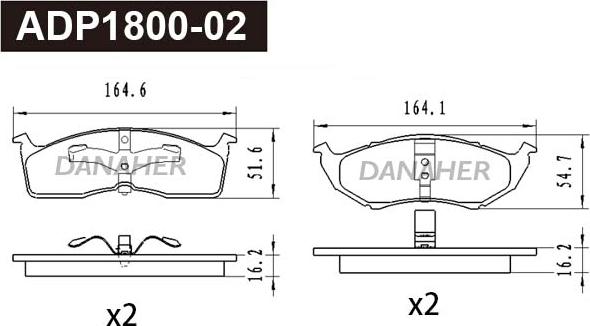 Danaher ADP1800-02 - Гальмівні колодки, дискові гальма autozip.com.ua