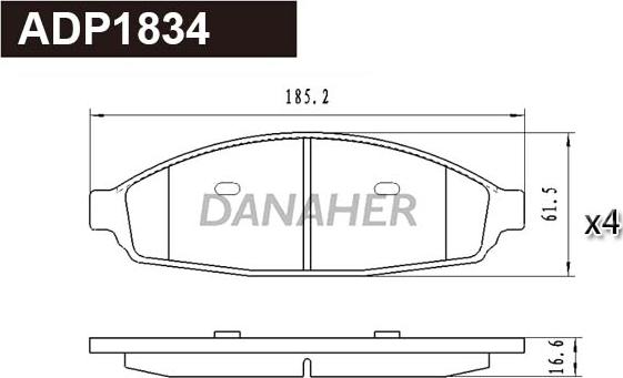 Danaher ADP1834 - Гальмівні колодки, дискові гальма autozip.com.ua