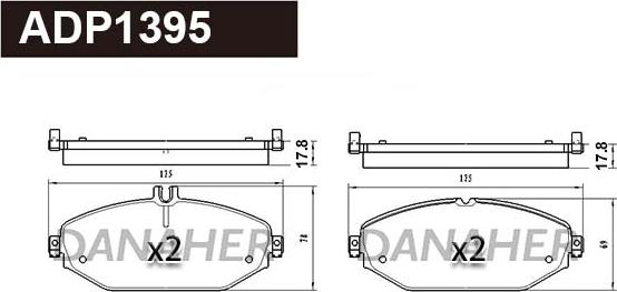 Danaher ADP1395 - Гальмівні колодки, дискові гальма autozip.com.ua