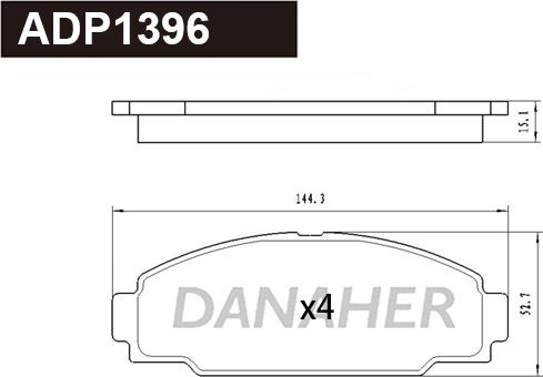 Danaher ADP1396 - Гальмівні колодки, дискові гальма autozip.com.ua