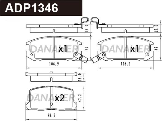 Danaher ADP1346 - Гальмівні колодки, дискові гальма autozip.com.ua