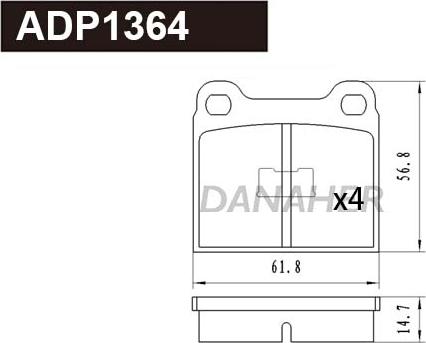 Danaher ADP1364 - Гальмівні колодки, дискові гальма autozip.com.ua