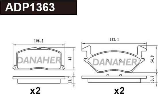 Danaher ADP1363 - Гальмівні колодки, дискові гальма autozip.com.ua