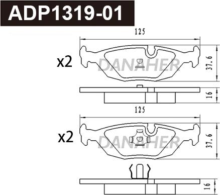 Danaher ADP1319-01 - Гальмівні колодки, дискові гальма autozip.com.ua