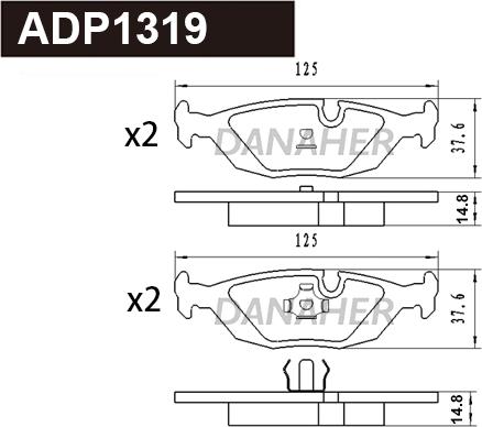 Danaher ADP1319 - Гальмівні колодки, дискові гальма autozip.com.ua