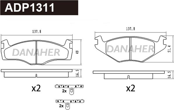 Danaher ADP1311 - Гальмівні колодки, дискові гальма autozip.com.ua