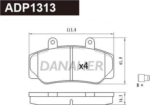 Danaher ADP1313 - Гальмівні колодки, дискові гальма autozip.com.ua