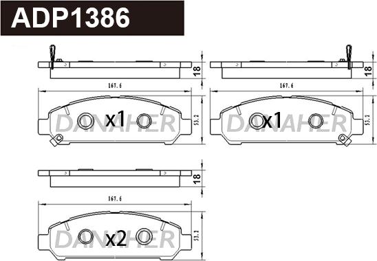 Danaher ADP1386 - Гальмівні колодки, дискові гальма autozip.com.ua