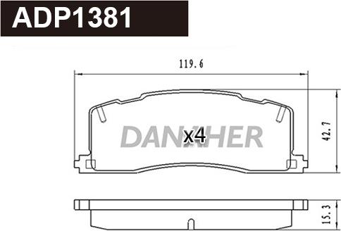 Danaher ADP1381 - Гальмівні колодки, дискові гальма autozip.com.ua